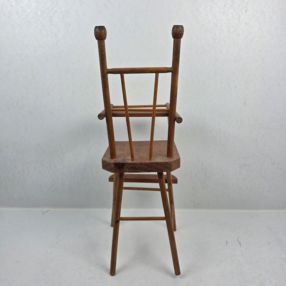 Vintage Doll or Teddy Bear Wood High Chair Movable Lap Tray 15" - Picture 4 of 9